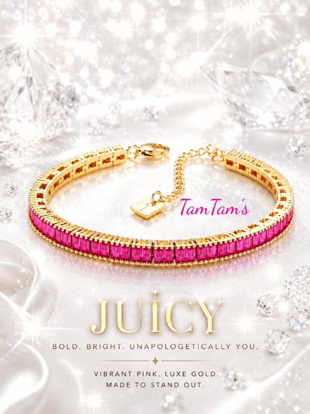 Park Lane Juicy Exclusive Pink Impression Tennis Bracelet